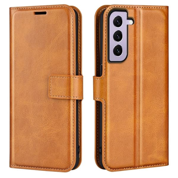 Hållbart konstläder Samsung Galaxy S23 fodral med plånbok - Gul Gul