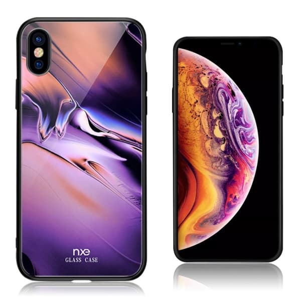 NXE iPhone Xs Max härdat glasfodral med ljusmönster - Stil B multifärg