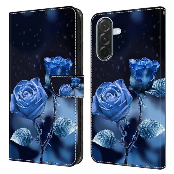 Samsung Galaxy A36 5G Plånboksfodral Mönster Tryck Stativ Läder Flip Telefonskal - Blå Rosor Blå