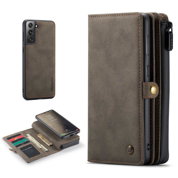CaseMe 2-i-1 Samsung Galaxy S21 FE fodral med plånbok - Brun Brun
