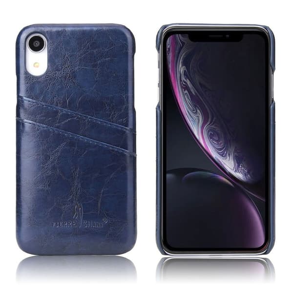 FIERRE SHANN iPhone Xr oil wax læderetui - Blå Blue