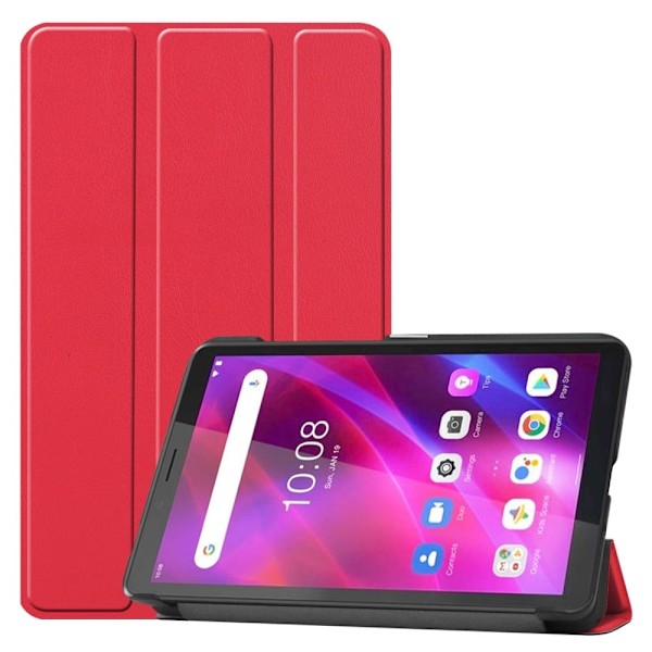 Tri-fold Leather stander etui til Lenovo Tab M7 (3. generation) - Rød Red