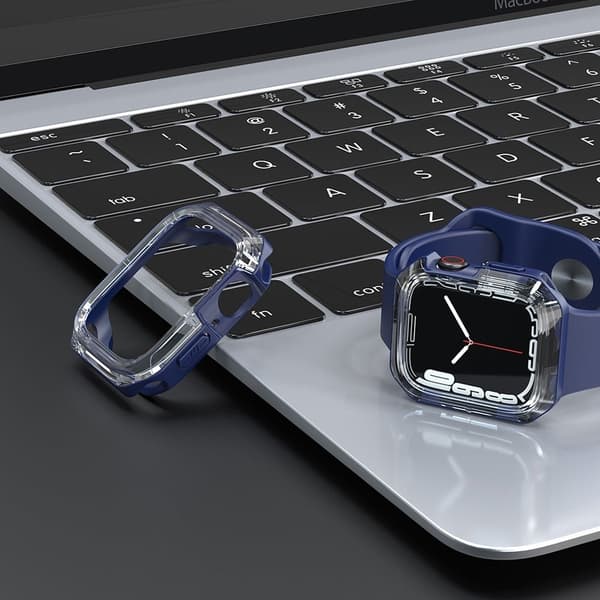 Apple Watch (41mm) dobbeltfarvet cover - Transparent / Blå Blue