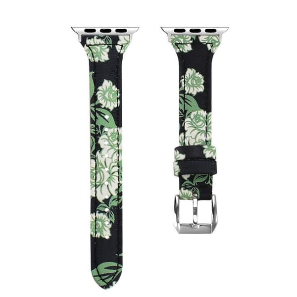 Apple Watch 38mm erstatnings urrem i unikt læder med blomster mønster - Stil E Multicolor