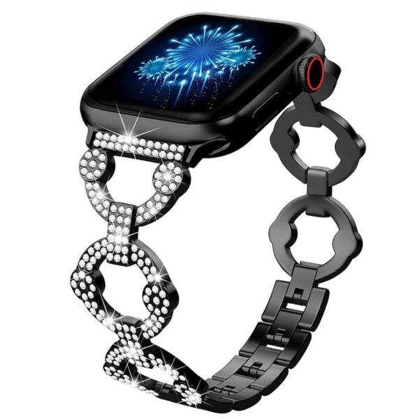 Rhinestone décor elegant watch strap for Apple Watch Series 8 (4 Svart