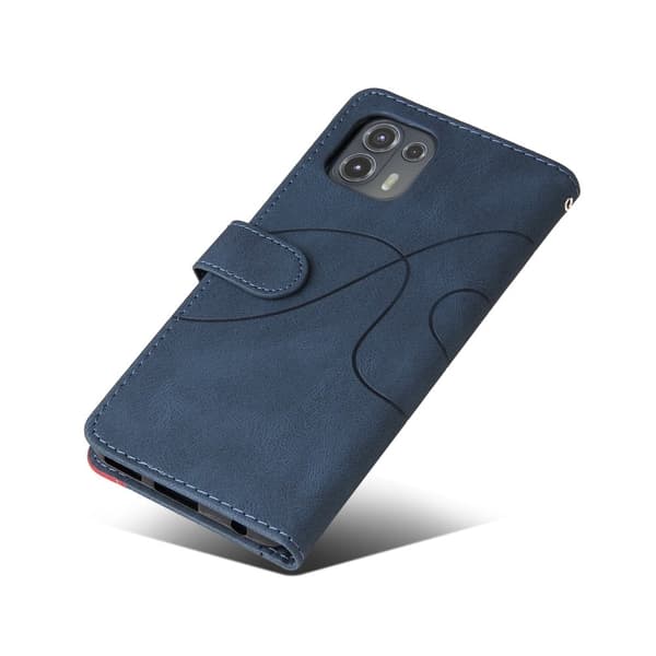 Tekstureret Læder Etui med Strop TilMotorola Edge 20 Lite - Blå Blue