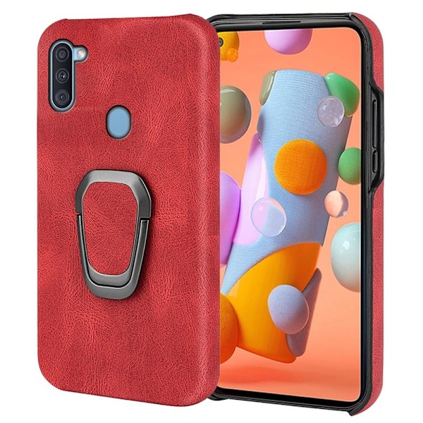 Stødsikkert lædercover med oval kickstand til Samsung Galaxy M11 / A11 - Rød Red
