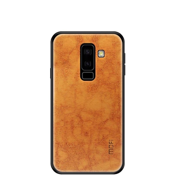 Samsung Galaxy A6 Plus (2018) MOFI Synteetti Nahkainen Kova Muovinen Hybriidi Takasuoja Kuori - Ruskea Brown