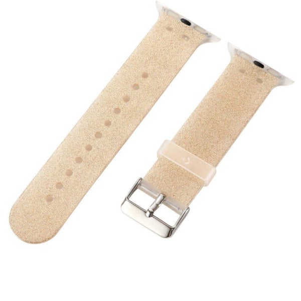 Apple Watch 42mm - 44mm snyggt mönster TPU klockarmband - Beige / Glitter Brun