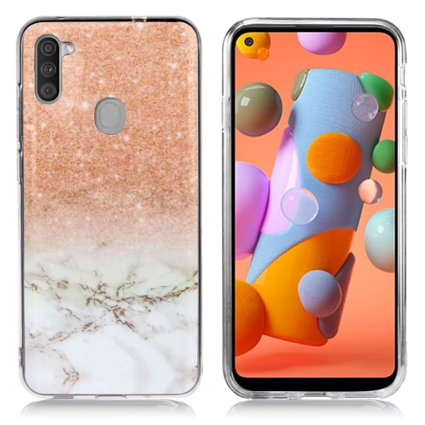 Marmormotiv Samsung Galaxy A11 skal - Plommon / Vit Marmor Vit