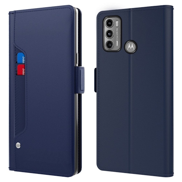 Phone Suojakotelo With Make-up Mirror And Slick Design For Motorola Moto G60 - Sininen Blue