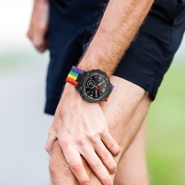 Amazfit T-Rex nylonista kudottu kellonauha - Sateenkaaren Väri Multicolor