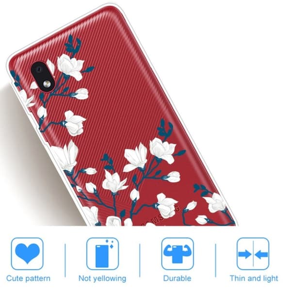 Deco Samsung Galaxy A01 Core Etui - Hvite Blomster White