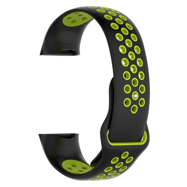 Fitbit Charge 3 andningsbart klockarmband i silikon i två färger - Svart / Grön multifärg