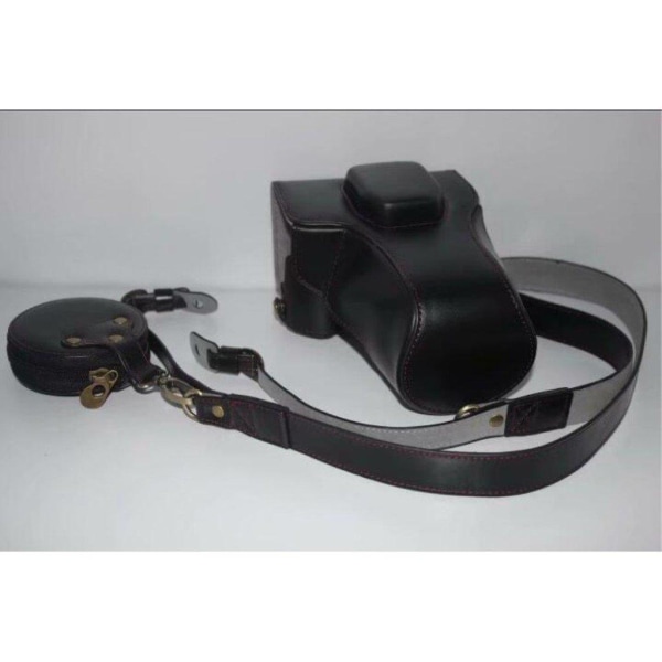 Olympus EM5II / E-M5 Mark II kameraskydd syntetläder avtagbar re Svart