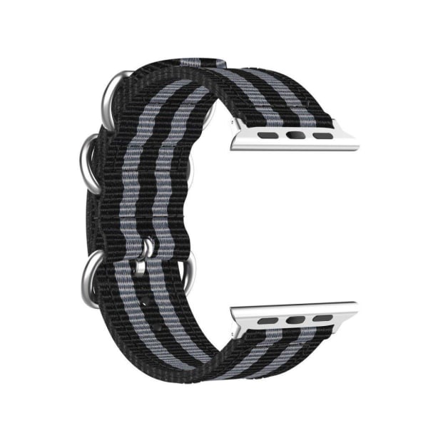 Apple Watch Series 5 40mm stripe mönster nylon klockarmband - svart / grå Svart