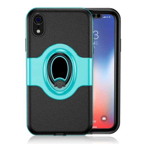 iPhone Xr hybrid etui med ringholder - Cyan Green
