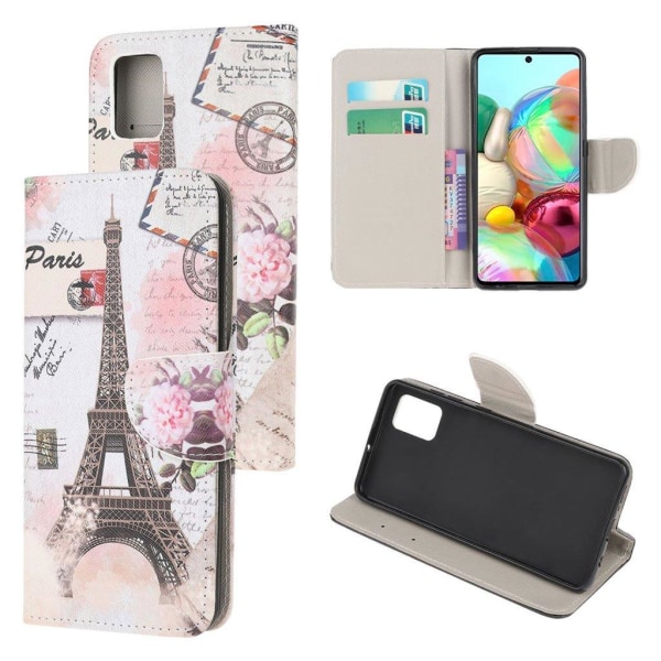 Wonderland Samsung Galaxy A71 flip kotelot - Eiffel Torni Multicolor