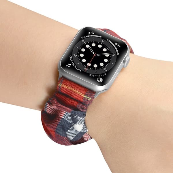 Apple Watch 42mm - 44mm elastisk urrem i hårbåndsstil - Rød Krydstæppe / Størrelse: L Red