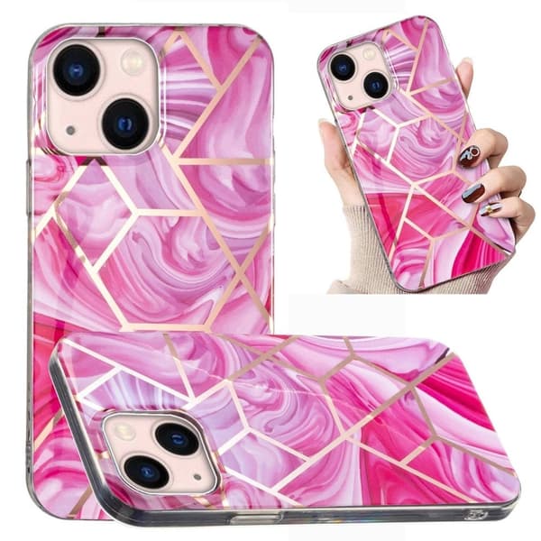 Marble iPhone 14 Plus Etui - Red Rhombus Red
