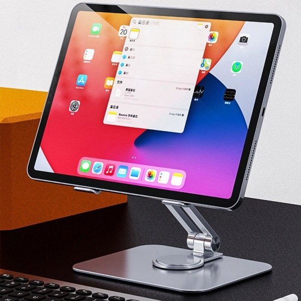 Universal aluminum alloy folding desktop stand for tablet - Grey Silver grey
