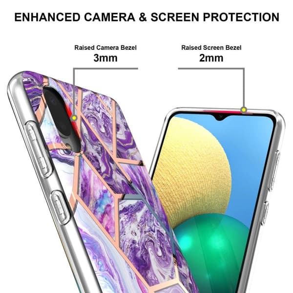 Marble Samsung Galaxy M02 / A02 Etui - Mørkelilla Purple