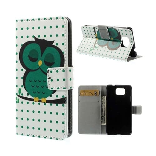 Moberg (Sovende Ugle) Samsung Galaxy Alpha Læder Flip Etui Green