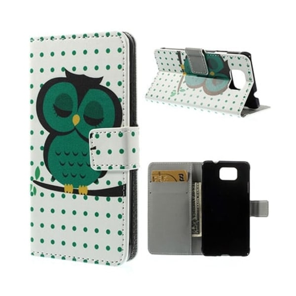 Moberg (sovende ugle) Samsung Galaxy Alpha Lær Flipp Case Green