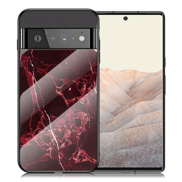 Fantasy Marble Google Pixel 6 Pro cover - Blodrød Marmor Red