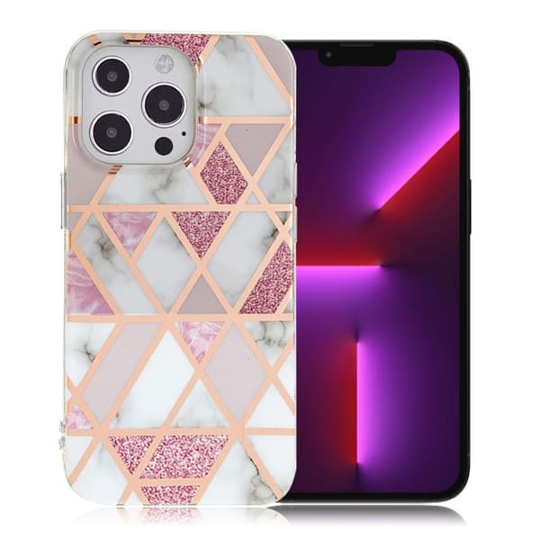 Marble iPhone 13 Pro Etui - Rosa / Hvit Multicolor