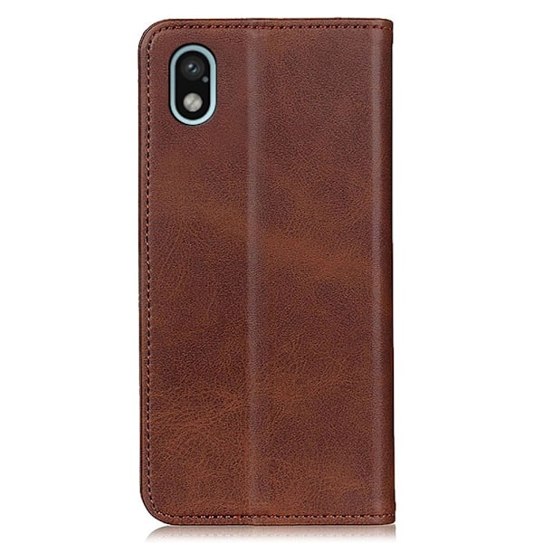 Sony Xperia Ace III flip etui i ægte læder med pung – Brun Brown
