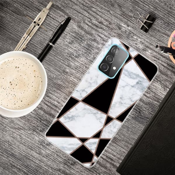 Marmormotiv Samsung Galaxy A82 5G skal - Fragment Svart Och Vit Marmor multifärg