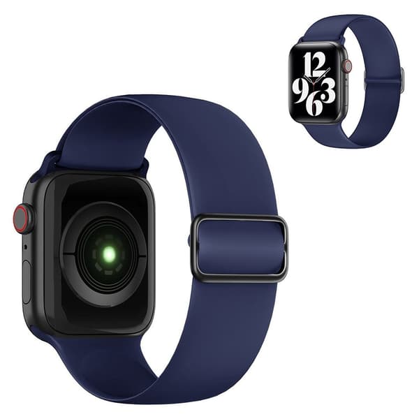 Apple Watch 44mm elastinen silikoninen kellonhihna - Keskiyön Sininen Blue
