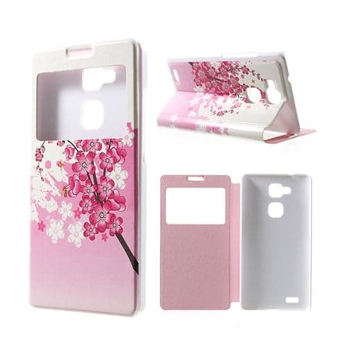 Moberg View Huawei Ascend Mate7 Lær Flipp Etui - Plumme Blomstrer Multicolor