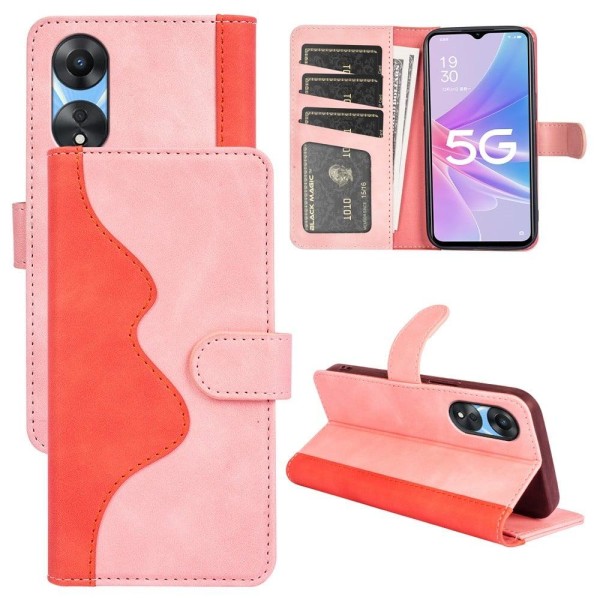 Tvåfärgat Oppo A58 fodral i läder - Rosa Rosa