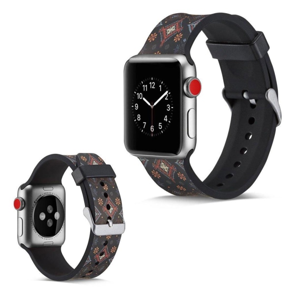 Apple Watch Series 5 40mm camouflage silikone Urrem - blomster og Rød Diamant Shape Black