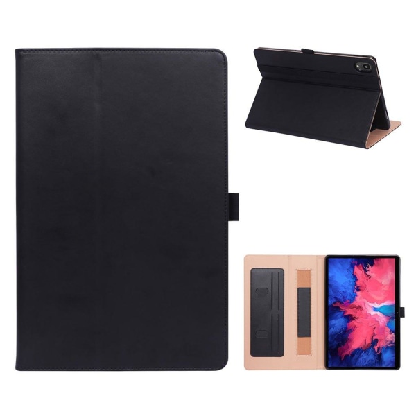 Lenovo Tab P11 built in hand-strap leather case - Black Svart