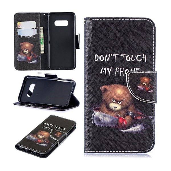 Samsung Galaxy S10e kuosillinen nahkainen flip suojakotelo - Karhu ja Varoitukset Multicolor