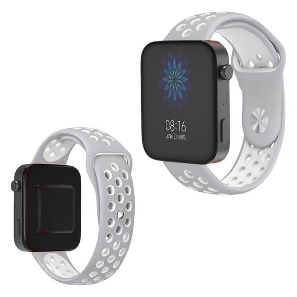 Xiaomi Mi Watch tofarvet silikone Urrem - Grå / Hvid Silver grey