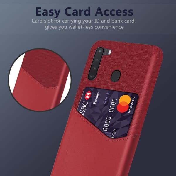 Bofink Samsung Galaxy A21 Card Cover - Rød Red