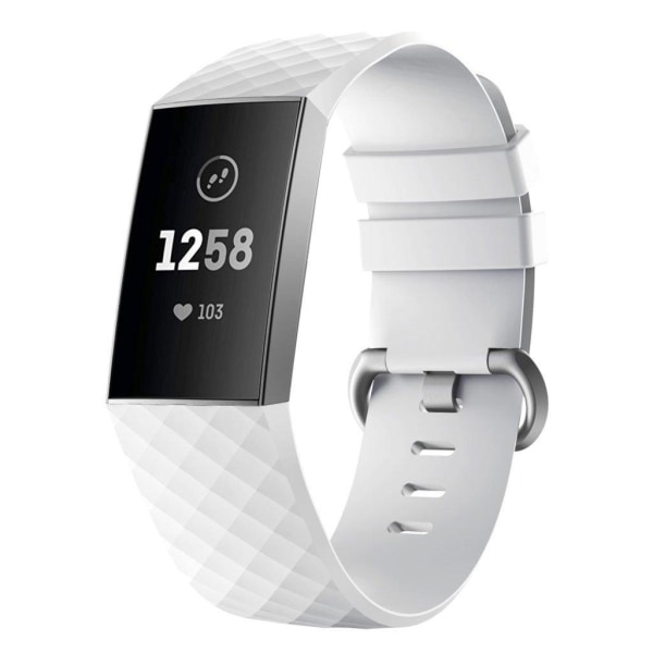 Fitbit Charge 3 joustava silikooninen kellon vaihto ranneke metalli soljella - Valkoinen White