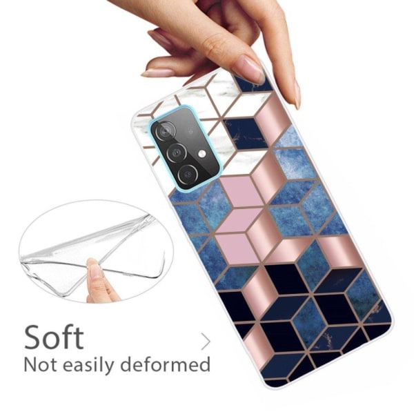 Marble design Samsung Galaxy A32 kotelot - Sininen / Kultainen Kuutio Multicolor