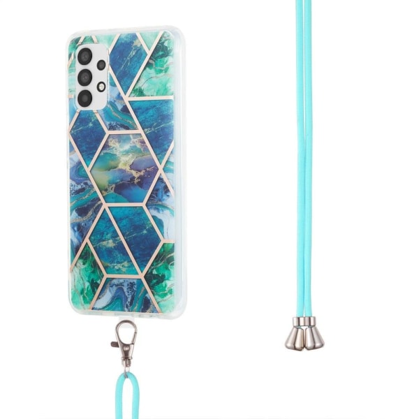 Slim And Durable Softcover With Lanyard For Samsung Galaxy A23 5G / A23 - Sininen / Vihreä Blue
