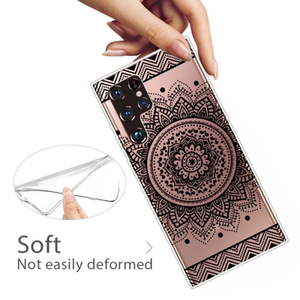 Deco Samsung Galaxy S22 Ultra Etui - Mandala Blomst Black