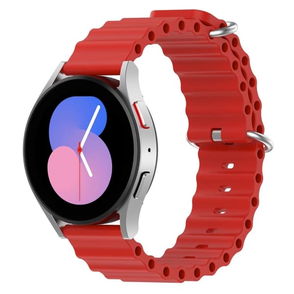 22mm universaali aaltomuotoilu silikonikellon hihna - Punainen Red