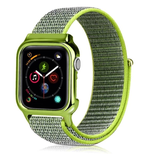 Apple Watch serie 4 44mm slidstærk nylonurrem - grøn / sølv Green