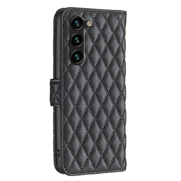 Rhombus mat Samsung Galaxy S23 Plus flip etui - Sort Black