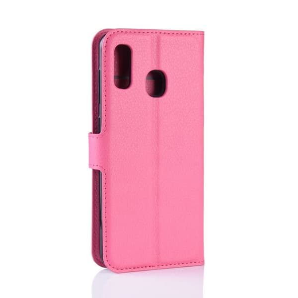 Samsung Galaxy A40 Litchi Læretui - Rose Pink