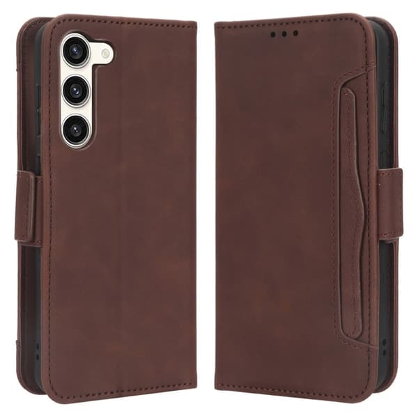 Stilfuldt Læder Etui med Pung til Samsung Galaxy S23 - Brun Brown