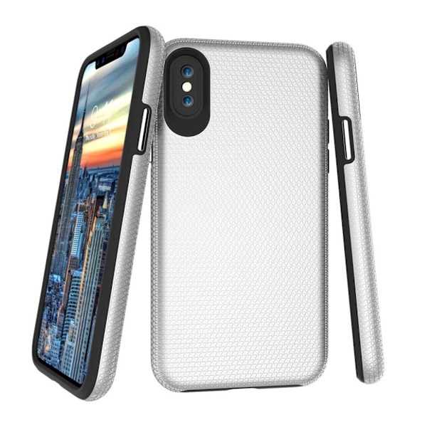 iPhone X Rigid Tekstur TPU Etui - Sølv Silver grey